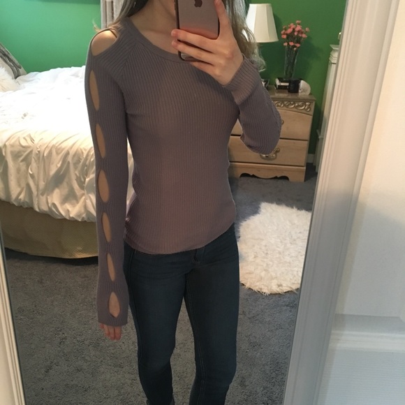 Divided Sweaters - Cute Sweater with Shoulder Cut Outs